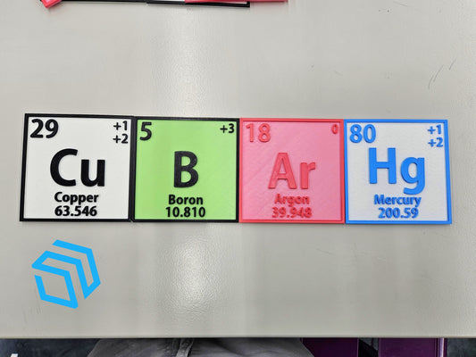 Periodic Table 3D Printed Custom Color Full Table and Individual Tiles Wall Art Science Model