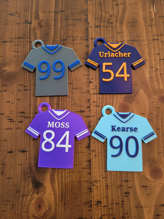 Personalized Sports Jersey Key Chain Name and Number Custom 3D Print