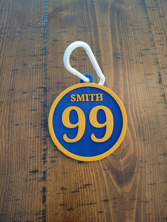 Personalized Sports Bag Tag Number and Name Key Chain