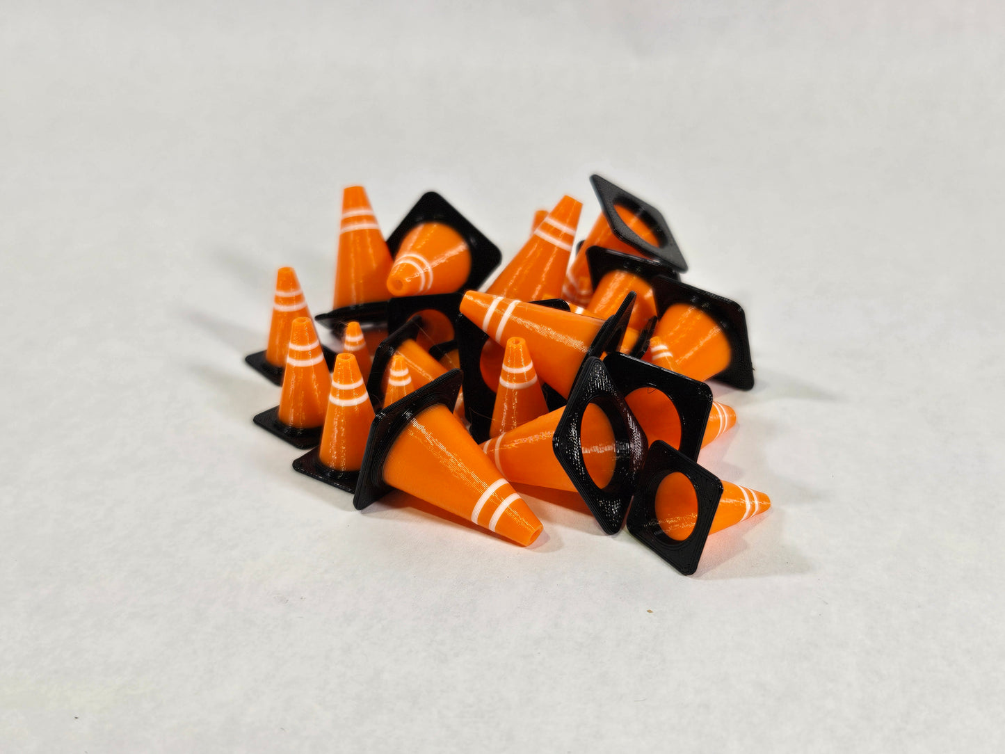 12 pack Mini Traffic Cones Custom Colors | 3D Printed Tiny Safety Pylon | Miniature RC Car Accessory