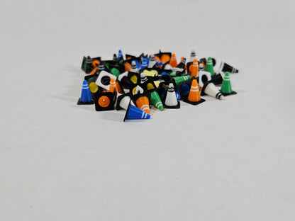 12 pack Mini Traffic Cones Custom Colors | 3D Printed Tiny Safety Pylon | Miniature RC Car Accessory