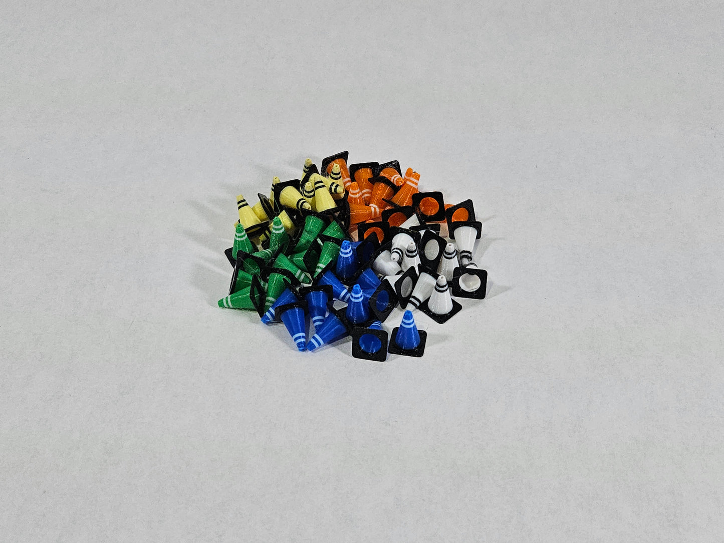12 pack Mini Traffic Cones Custom Colors | 3D Printed Tiny Safety Pylon | Miniature RC Car Accessory