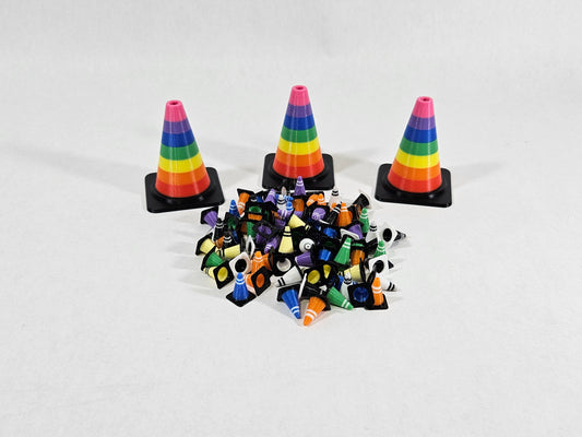 12 pack Mini Traffic Cones Custom Colors | 3D Printed Tiny Safety Pylon | Miniature RC Car Accessory