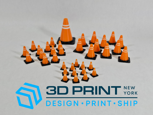 12 pack Mini Traffic Cones Custom Colors | 3D Printed Tiny Safety Pylon | Miniature RC Car Accessory