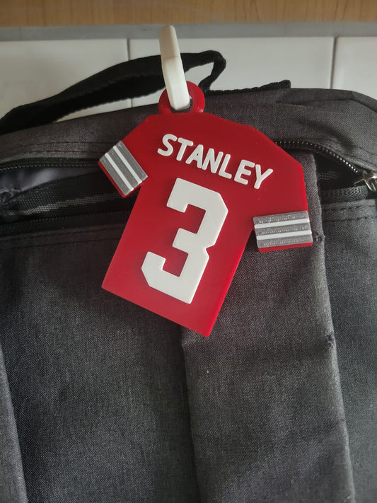 Personalized Football Jersey Key Chain Name and Number Custom 3D Print