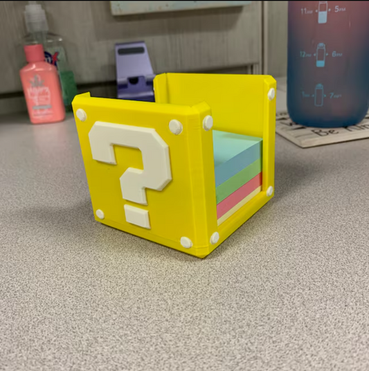 Super Mario Question Block Sticky Note Holder - Post It Note Desk Organizer