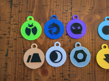 Pokemon Energy Type Keychain 3D Printed Choose Your Own Colors. Pokémon Anime Fan Gift.