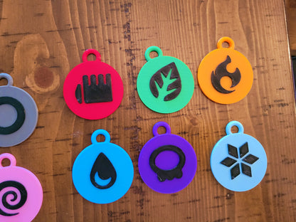 Pokemon Energy Type Keychain 3D Printed Choose Your Own Colors. Pokémon Anime Fan Gift.