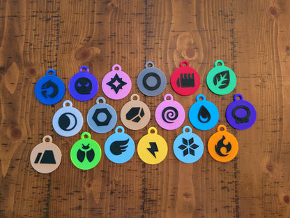 Pokemon Energy Type Keychain 3D Printed Choose Your Own Colors. Pokémon Anime Fan Gift.