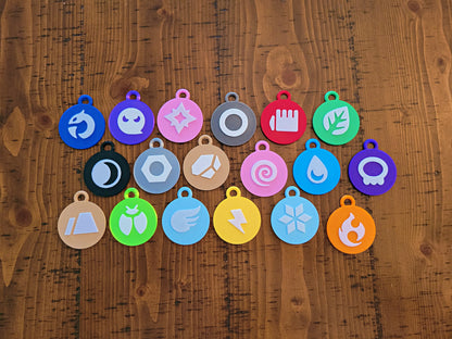 Pokemon Energy Type Keychain 3D Printed Choose Your Own Colors. Pokémon Anime Fan Gift.